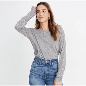 Madewell Crew Neck Long Sleeve T-Shirt Gray Small